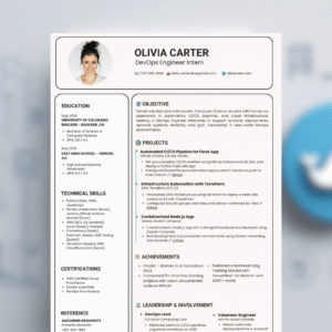 DevOps Engineer Intern Resume Template – Canva Editable