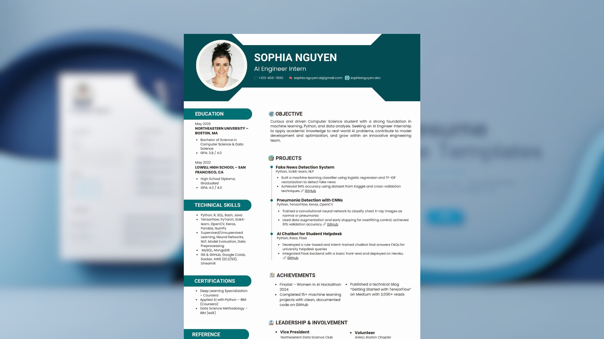 AI Engineer Intern Resume