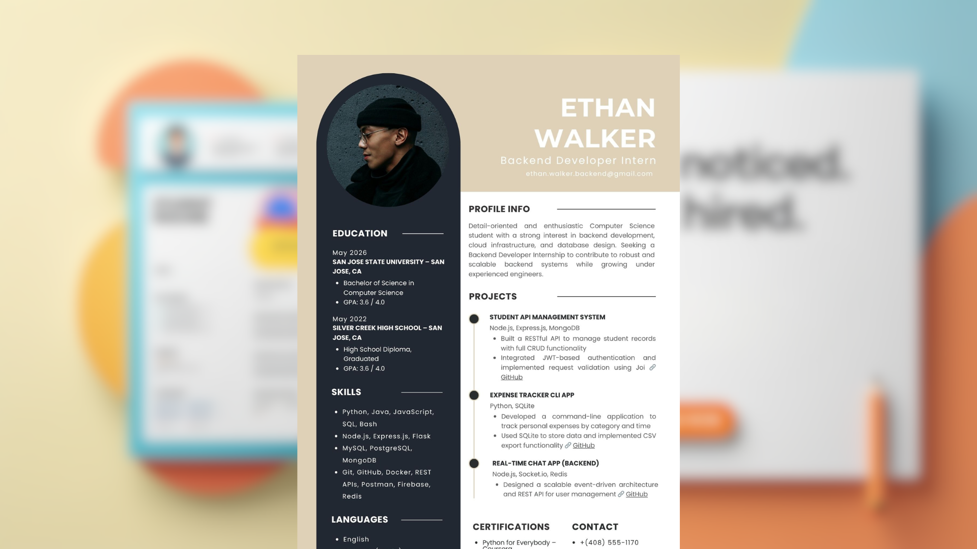 Backend Developer Intern Resume - Canva - Just ₹199!