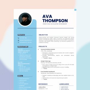 Frontend Developer Intern Resume